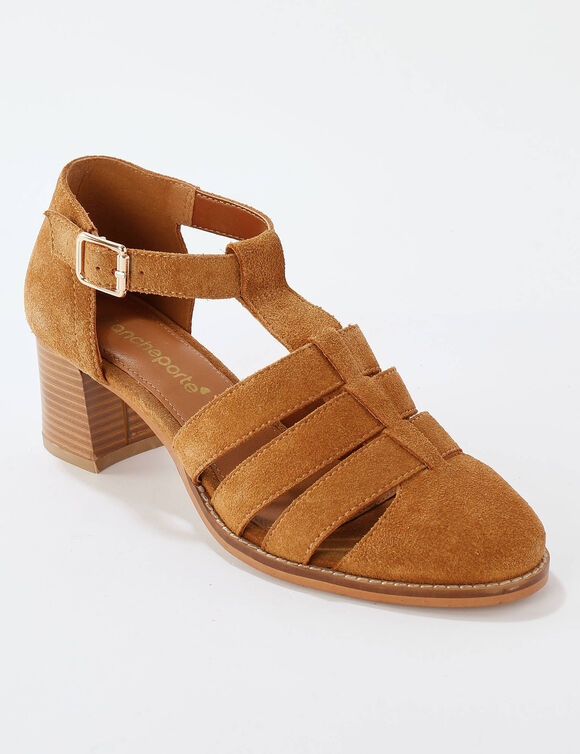 Sandales en cuir à talon (beige) Sandales en cuir à talon (beige)